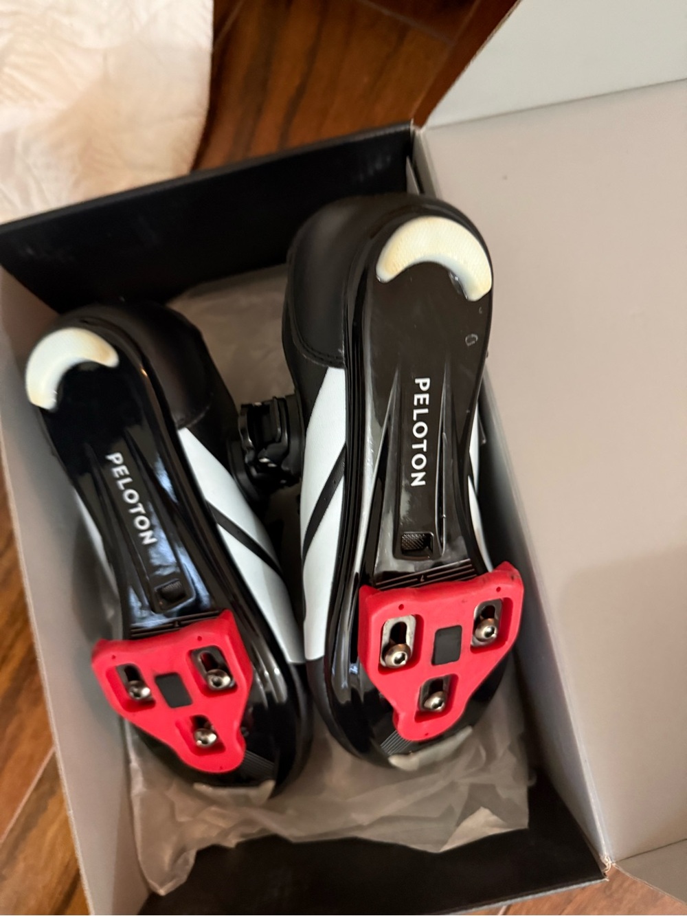 Peloton Black, White & Red Road Cycling Shoes